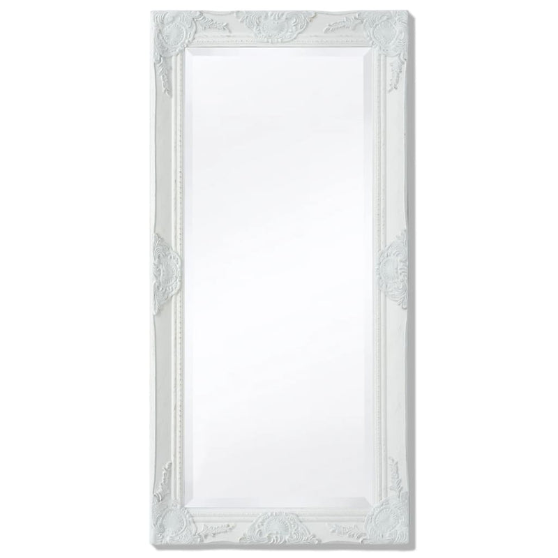Wall Mirror Baroque Style 100x50 cm White