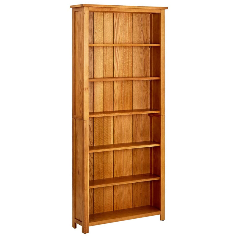 6-Tier_Bookcase_80x22.5x180_cm_Solid_Oak_Wood_IMAGE_1