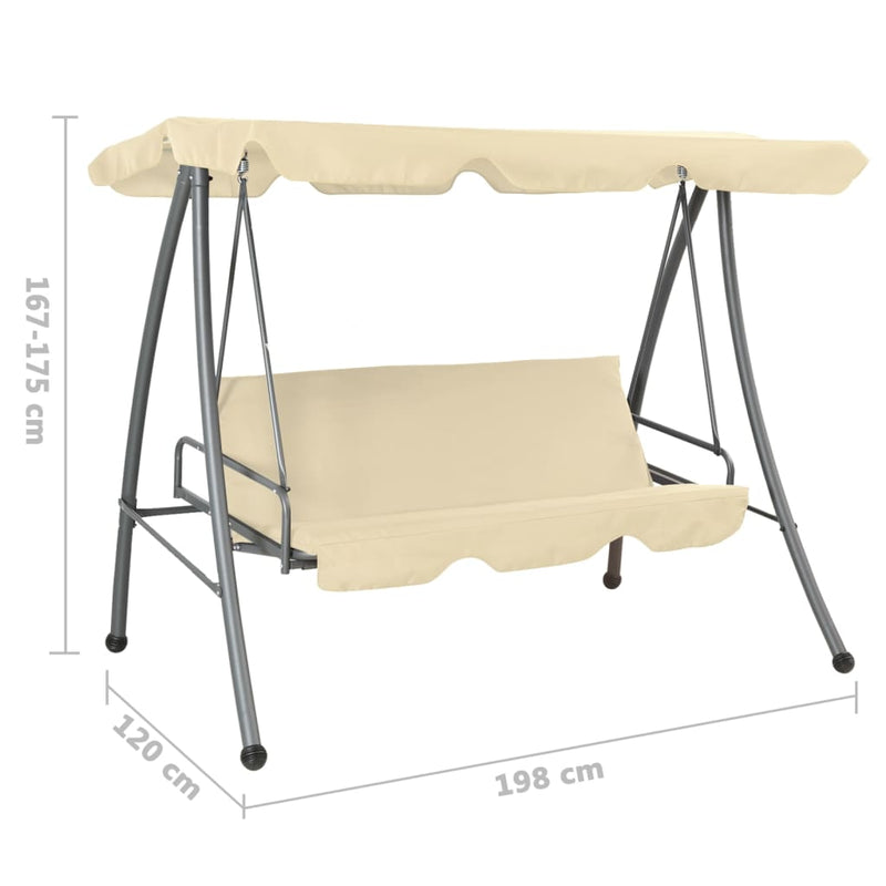 Outdoor Swing Bench with Canopy Sand White