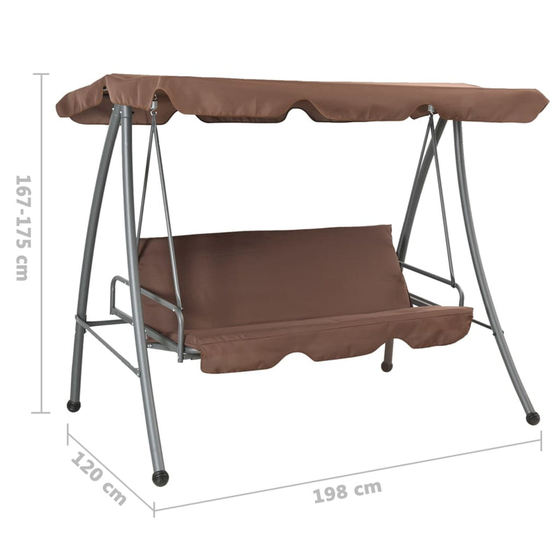 Outdoor Swing Bench with Canopy Coffee