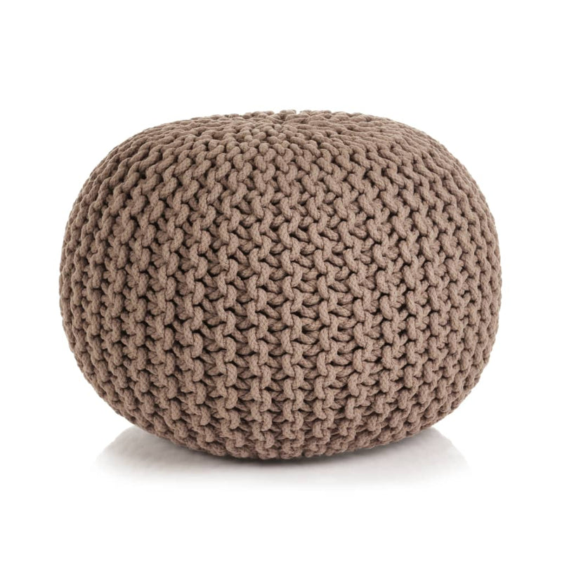 Hand-Knitted_Pouffe_Cotton_50x35_cm_Brown_IMAGE_1