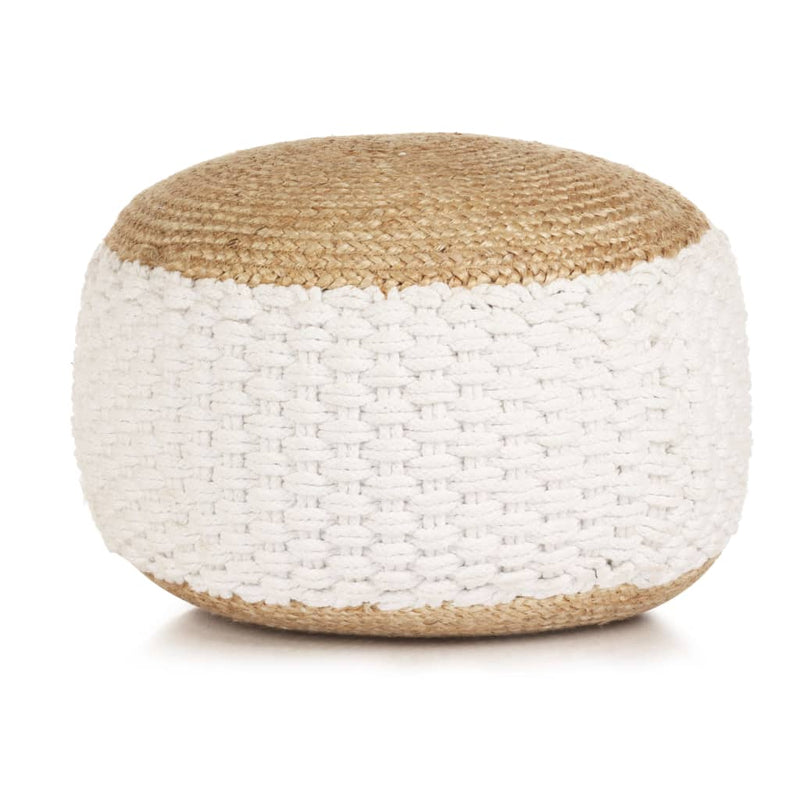Woven/Knitted_Pouffe_Jute_Cotton_50x35_cm_White_IMAGE_1