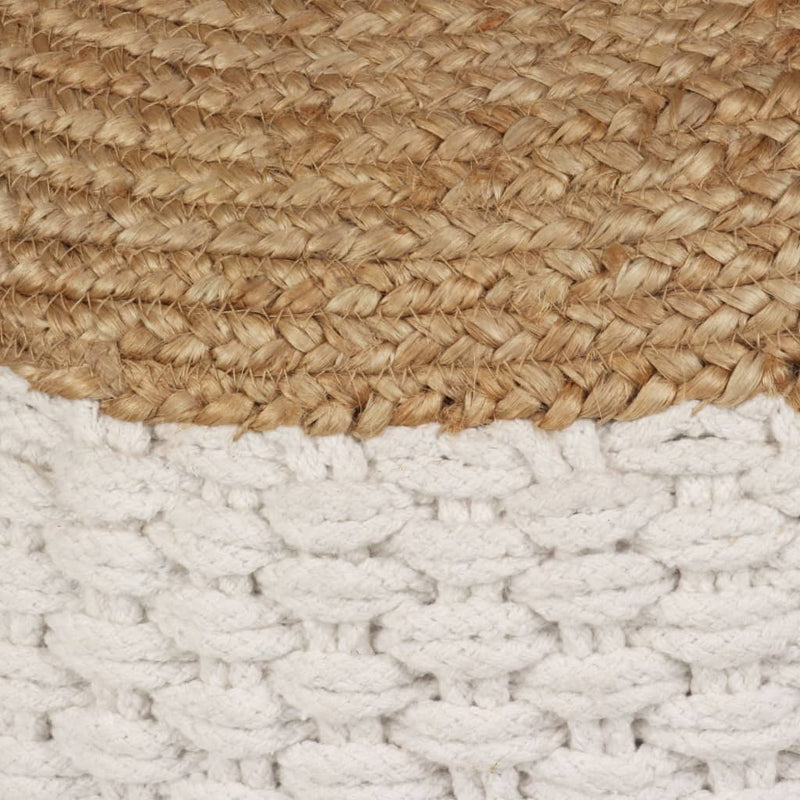 Woven/Knitted_Pouffe_Jute_Cotton_50x35_cm_White_IMAGE_2