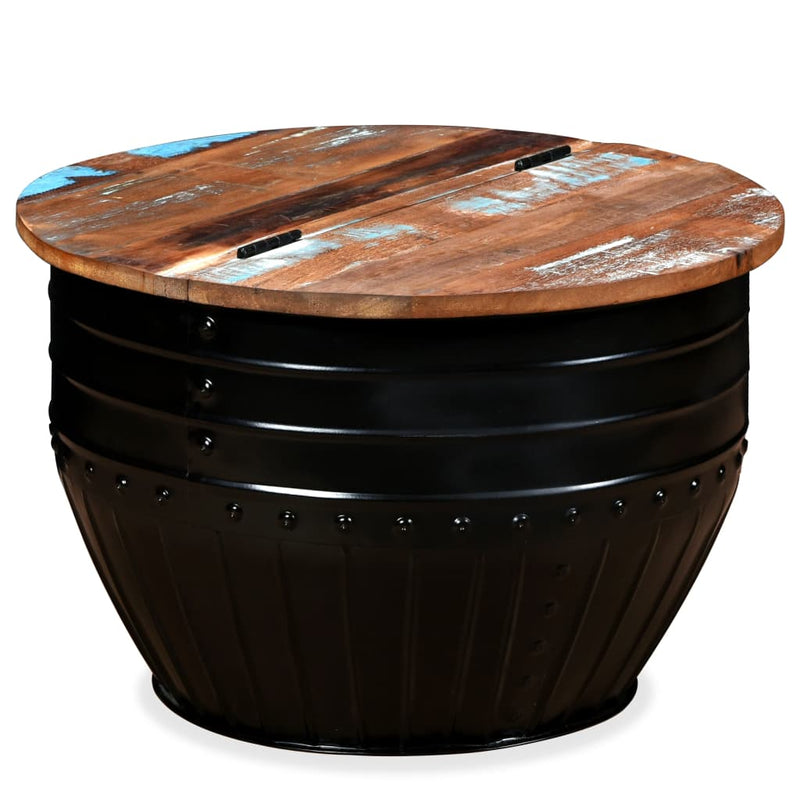 Coffee_Table_Solid_Reclaimed_Wood_Black_Barrel_Shape_IMAGE_2
