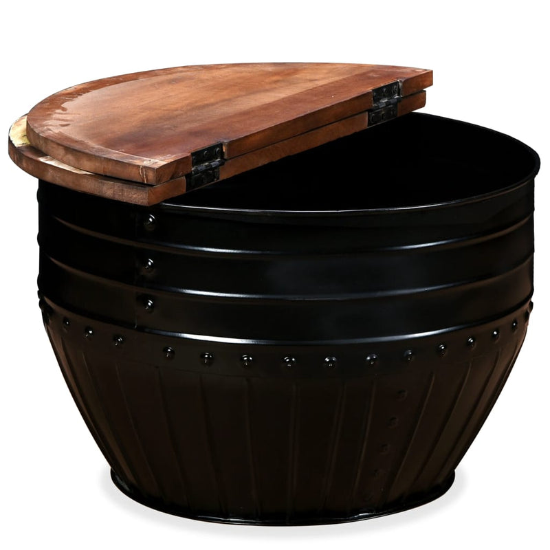 Coffee_Table_Solid_Reclaimed_Wood_Black_Barrel_Shape_IMAGE_4