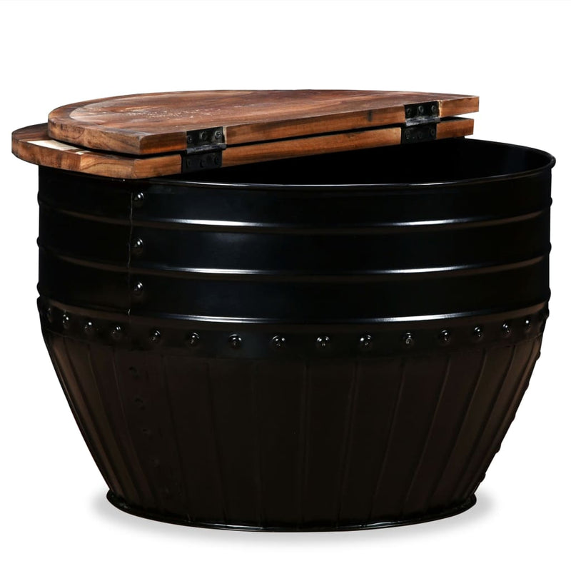 Coffee_Table_Solid_Reclaimed_Wood_Black_Barrel_Shape_IMAGE_5