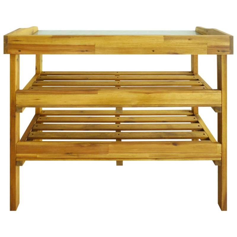 Potting Bench with 2 Shelves Solid Acacia Wood and Zinc