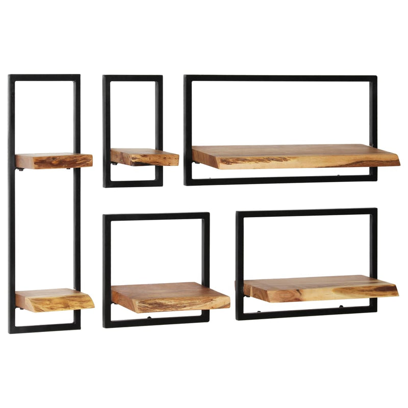 Wall_Shelf_Set_5_Pieces_Solid_Acacia_Wood_and_Steel_IMAGE_1_EAN:8718475594574