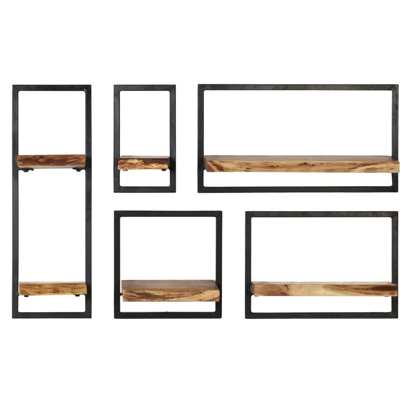 Wall_Shelf_Set_5_Pieces_Solid_Acacia_Wood_and_Steel_IMAGE_2_EAN:8718475594574
