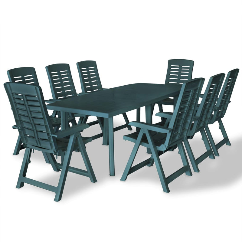 9_Piece_Outdoor_Dining_Set_Plastic_Green_IMAGE_1