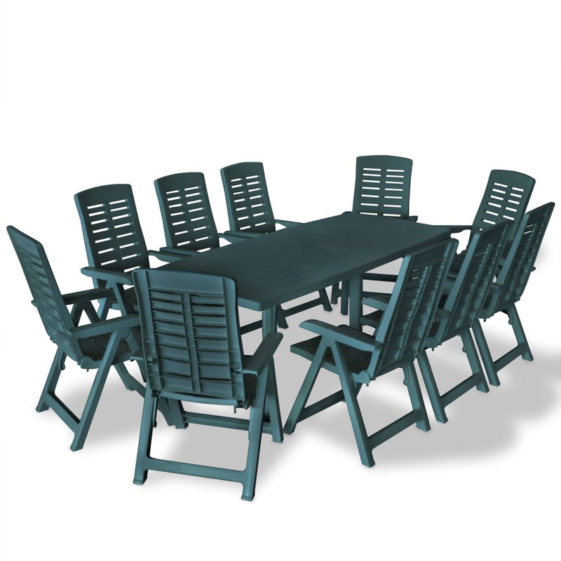 11_Piece_Outdoor_Dining_Set_Plastic_Green_IMAGE_1