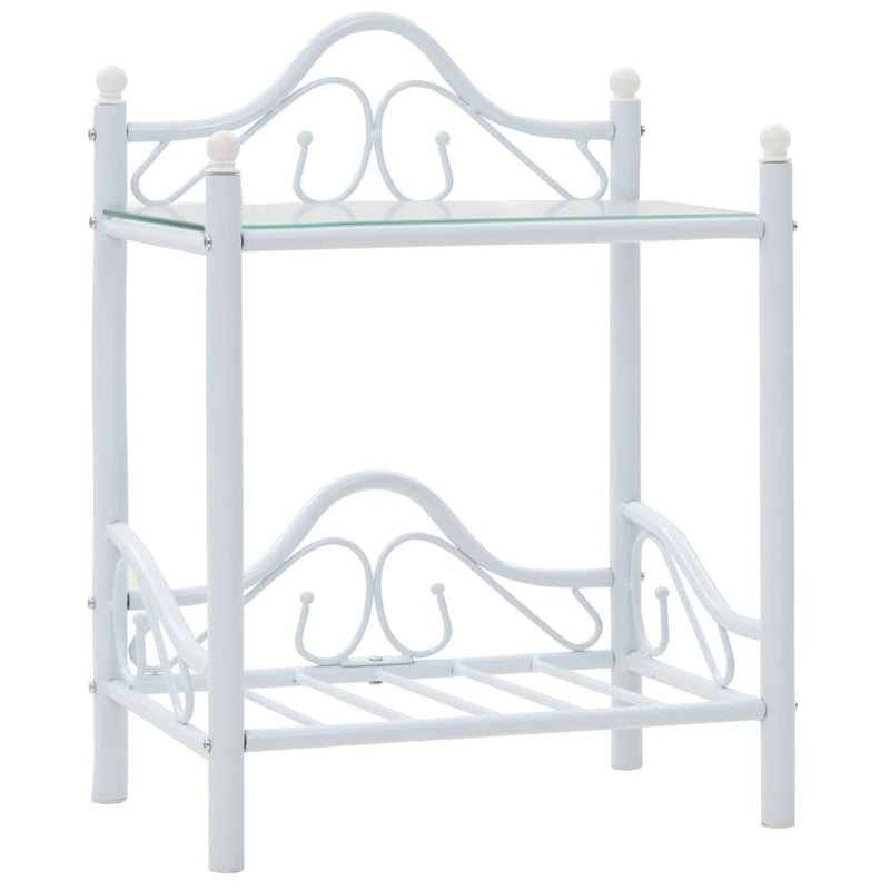 Bedside Tables 2 pcs Steel and Tempered Glass 45x30.5x60 cm White