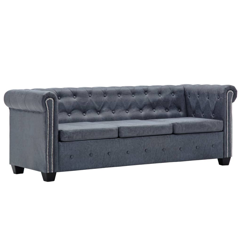 3-Seater_Chesterfield_Sofa_Artificial_Suede_Leather_Grey_IMAGE_1_EAN:8718475696629