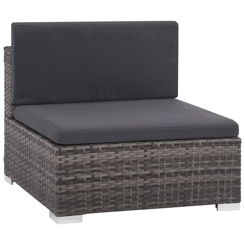 7 Piece Garden Lounge Set with Cushions Poly Rattan Grey