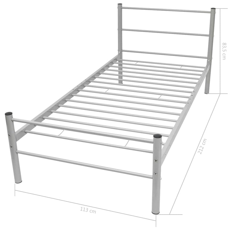 Bed Frame Grey Metal 106x203 cm King Single Size