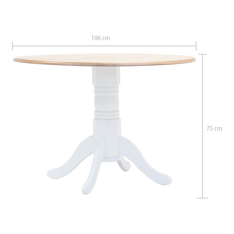 Dining Table White and Brown 106 cm Solid Rubber Wood