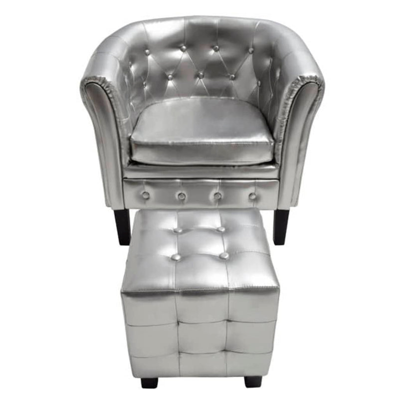 Tub_Chair_with_Footstool_Silver_Faux_Leather_IMAGE_1