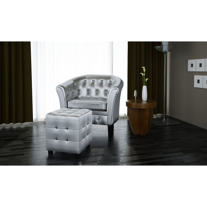 Tub_Chair_with_Footstool_Silver_Faux_Leather_IMAGE_2