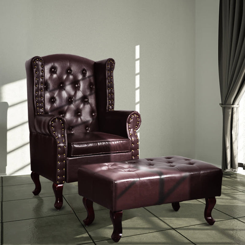 Armchair_with_Footstool_Dark_Brown_Faux_Leather_IMAGE_1