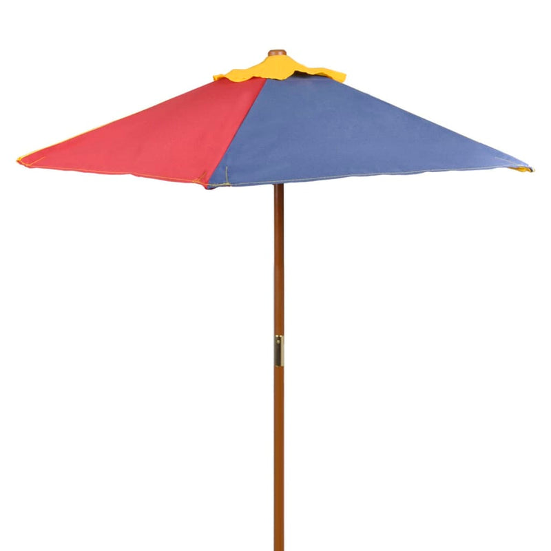 Kids'_Picnic_Table_with_Benches_and_Parasol_Multicolour_Wood_IMAGE_3