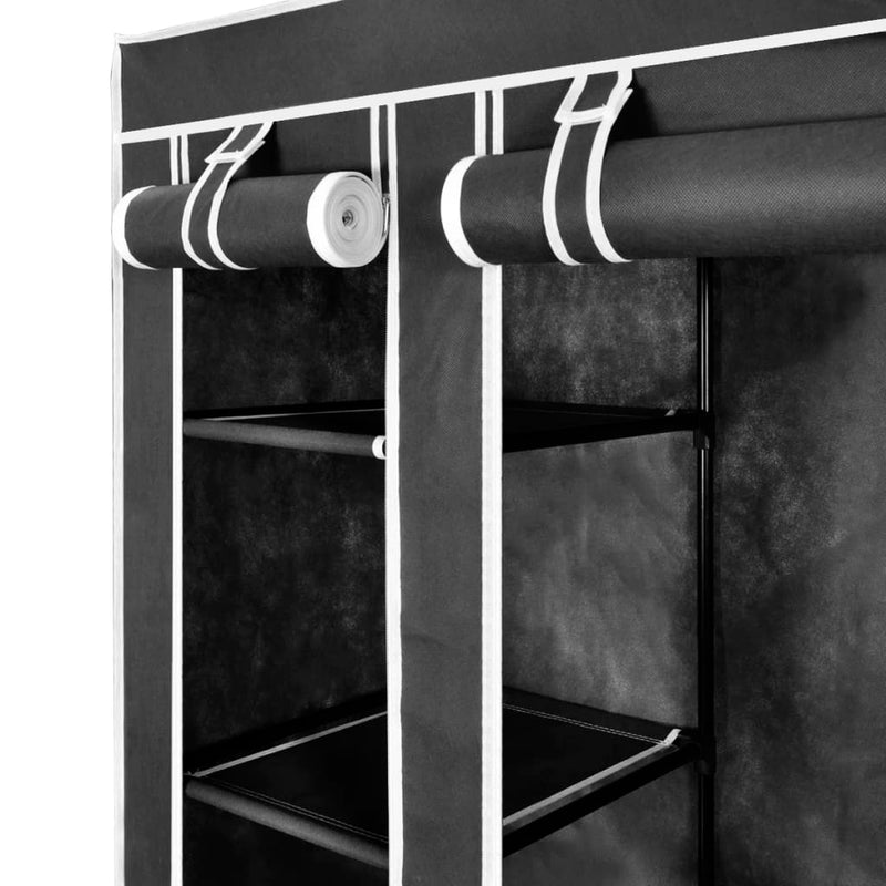 Wardrobe_with_Compartments_and_Rods_45x150x176_cm_Black_Fabric_IMAGE_4