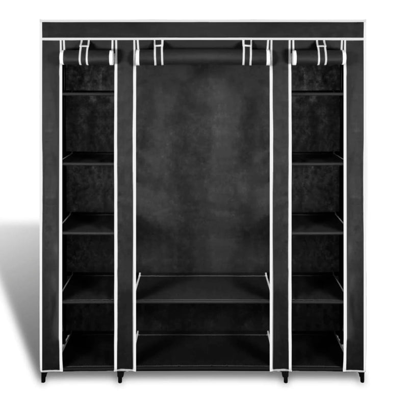 Wardrobe_with_Compartments_and_Rods_45x150x176_cm_Black_Fabric_IMAGE_5