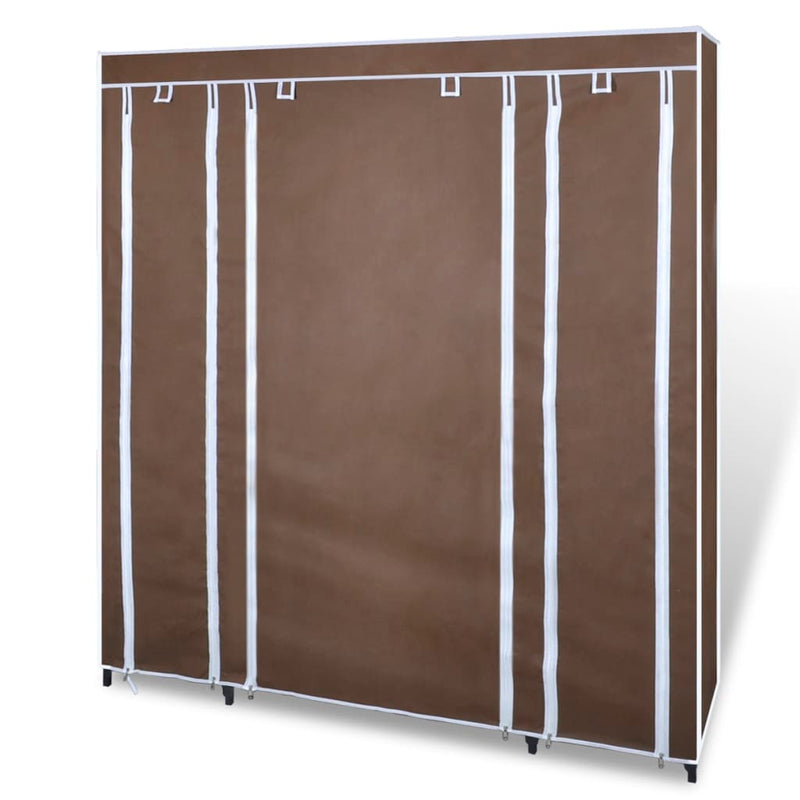 Wardrobe_with_Compartments_and_Rods_45x150x176_cm_Brown_Fabric_IMAGE_3