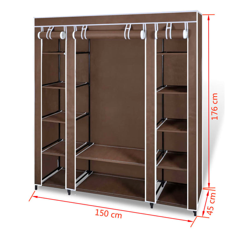 Wardrobe_with_Compartments_and_Rods_45x150x176_cm_Brown_Fabric_IMAGE_7