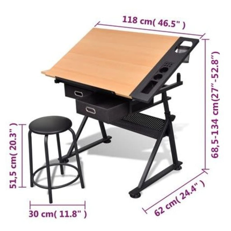 Two_Drawers_Tiltable_Tabletop_Drawing_Table_with_Stool_IMAGE_8_EAN:8718475882589