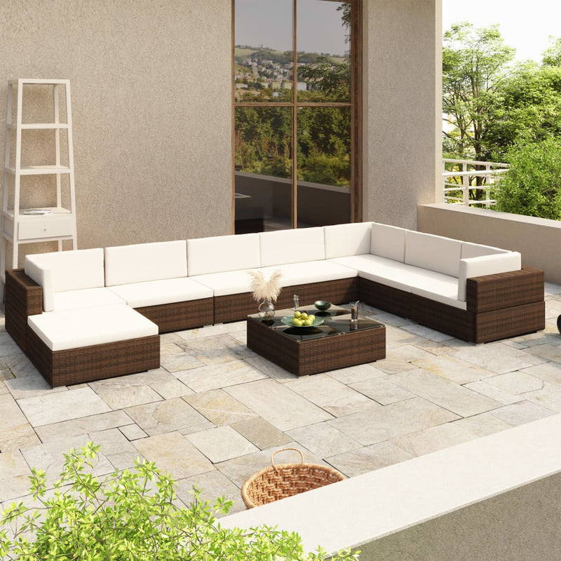 8_Piece_Garden_Lounge_Set_with_Cushions_Poly_Rattan_Brown_IMAGE_1_EAN:8718475901778