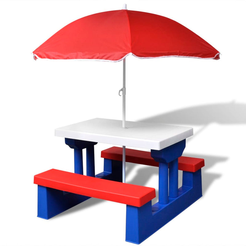 Kids'_Picnic_Table_with_Benches_and_Parasol_Multicolour_IMAGE_1