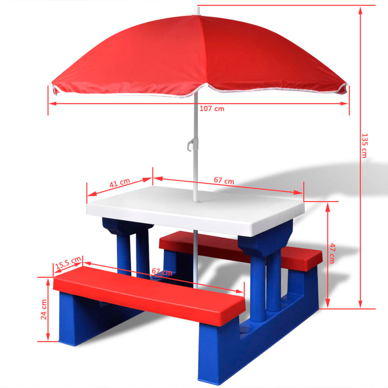 Kids'_Picnic_Table_with_Benches_and_Parasol_Multicolour_IMAGE_5