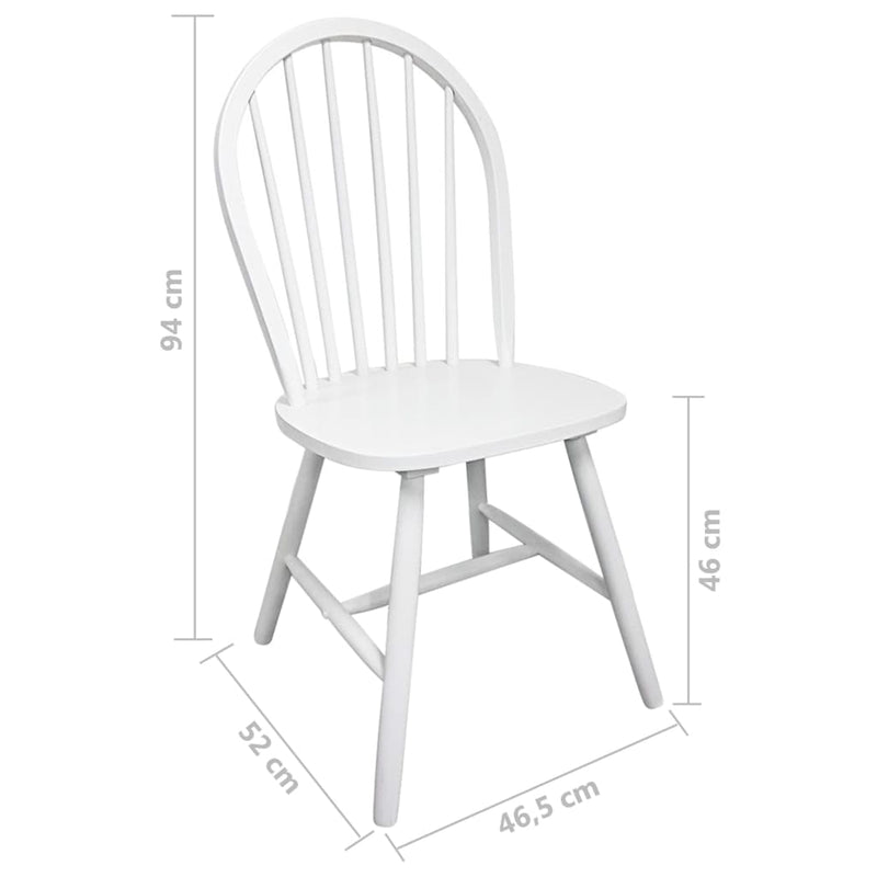 Dining Chairs 2 pcs White Solid Rubber Wood