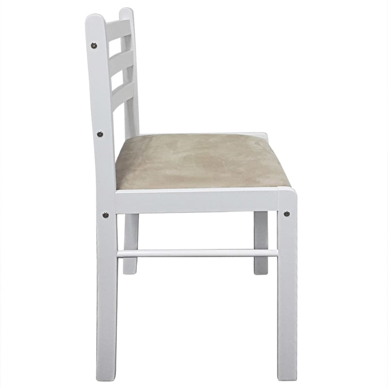 Dining Chairs 2 pcs White Solid Rubber Wood and Velvet