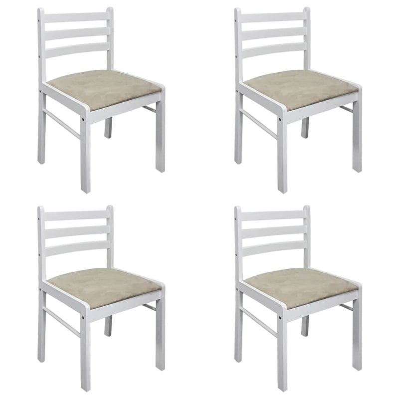 Dining Chairs 4 pcs White Solid Rubber Wood and Velvet