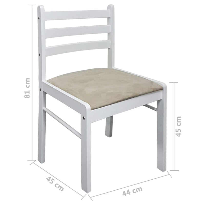 Dining Chairs 4 pcs White Solid Rubber Wood and Velvet