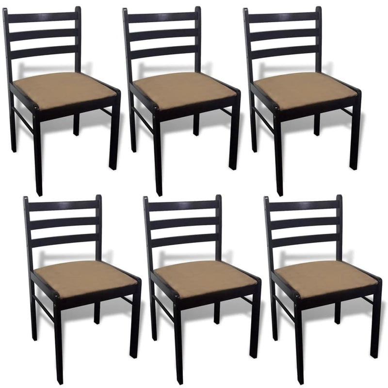 Dining Chairs 6 pcs Brown Solid Wood and Velvet