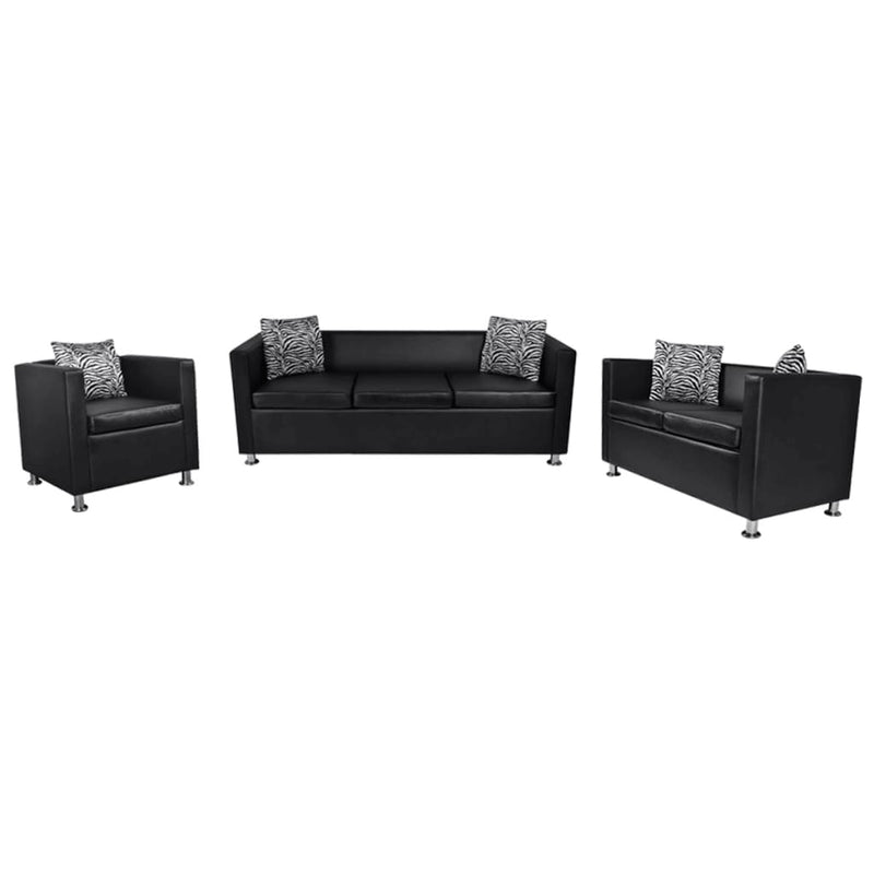 Sofa_Set_Artificial_Leather_3-Seater_2-Seater_Armchair_Black_IMAGE_1_EAN:8718475886624