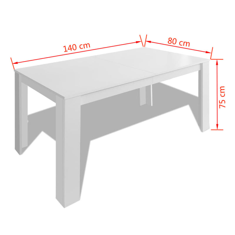 Dining Table 140x80x75 cm White
