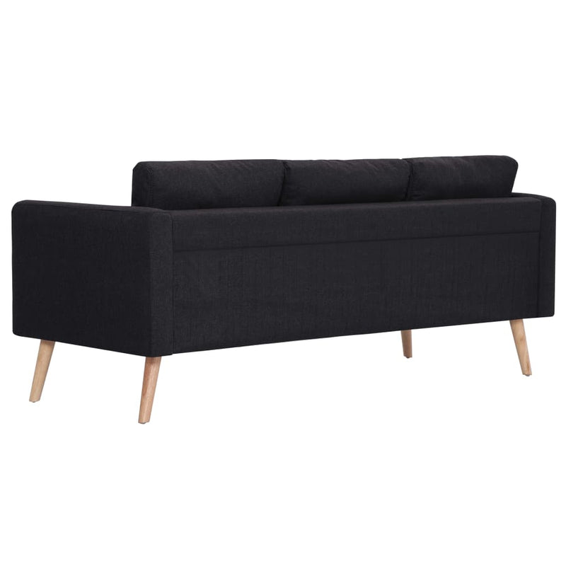 3-Seater Sofa Fabric Black