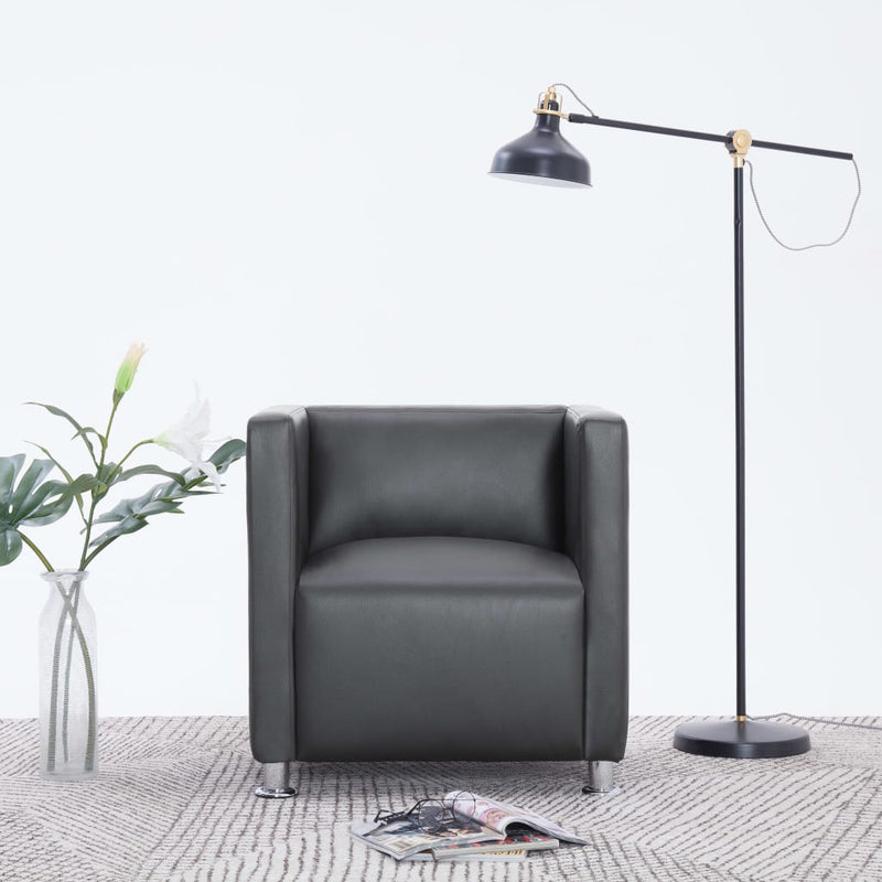 Cube_Armchair_Grey_Faux_Leather_IMAGE_1