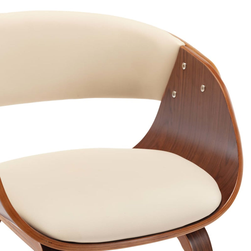 Dining Chair Cream Bent Wood and Faux Leather