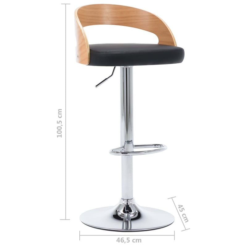 Bar Stools 2 pcs Black Faux Leather and Bentwood