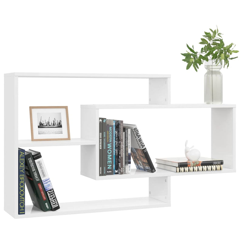 Wall Shelves High Gloss White 104x20x58.5 cm Engineered Wood