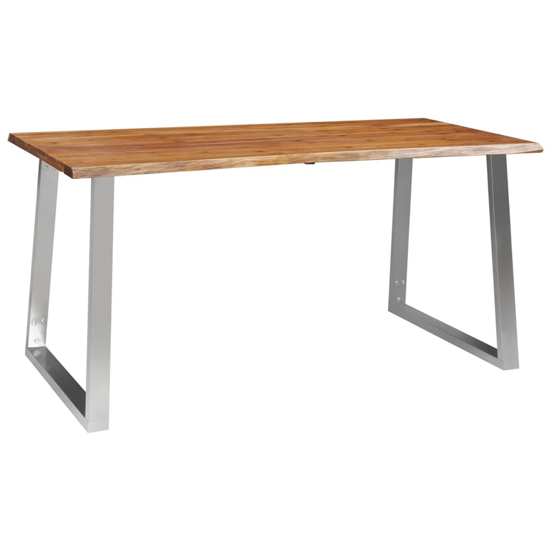 Dining_Table_160x80x75_cm_Solid_Acacia_Wood_and_Stainless_Steel_IMAGE_1_EAN:8719883680989