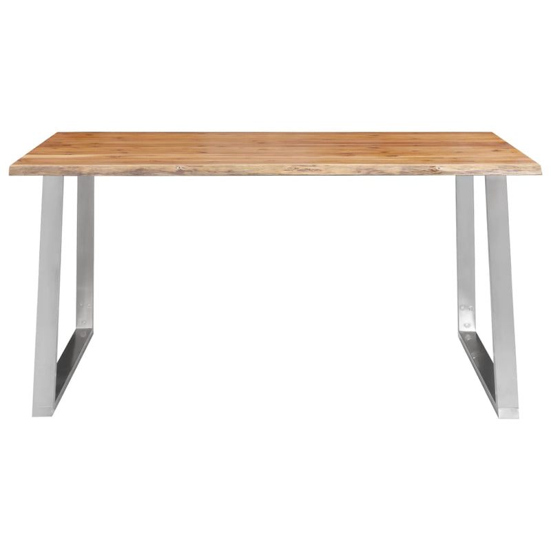 Dining_Table_160x80x75_cm_Solid_Acacia_Wood_and_Stainless_Steel_IMAGE_2_EAN:8719883680989