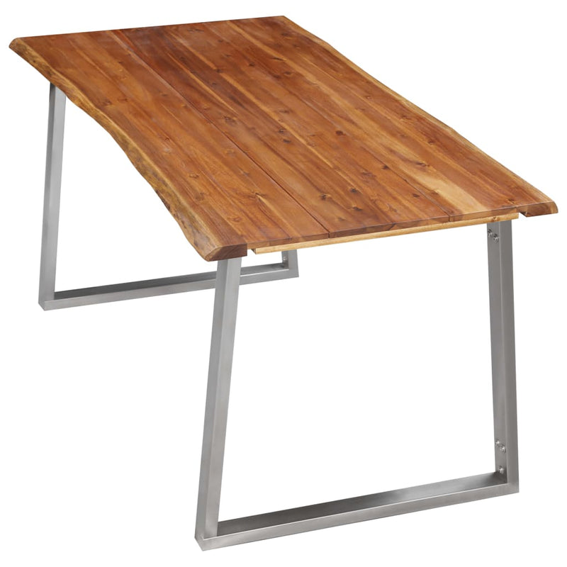 Dining_Table_160x80x75_cm_Solid_Acacia_Wood_and_Stainless_Steel_IMAGE_3_EAN:8719883680989