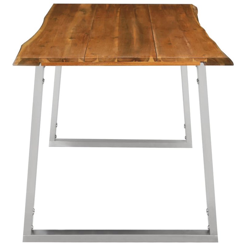 Dining_Table_160x80x75_cm_Solid_Acacia_Wood_and_Stainless_Steel_IMAGE_4_EAN:8719883680989