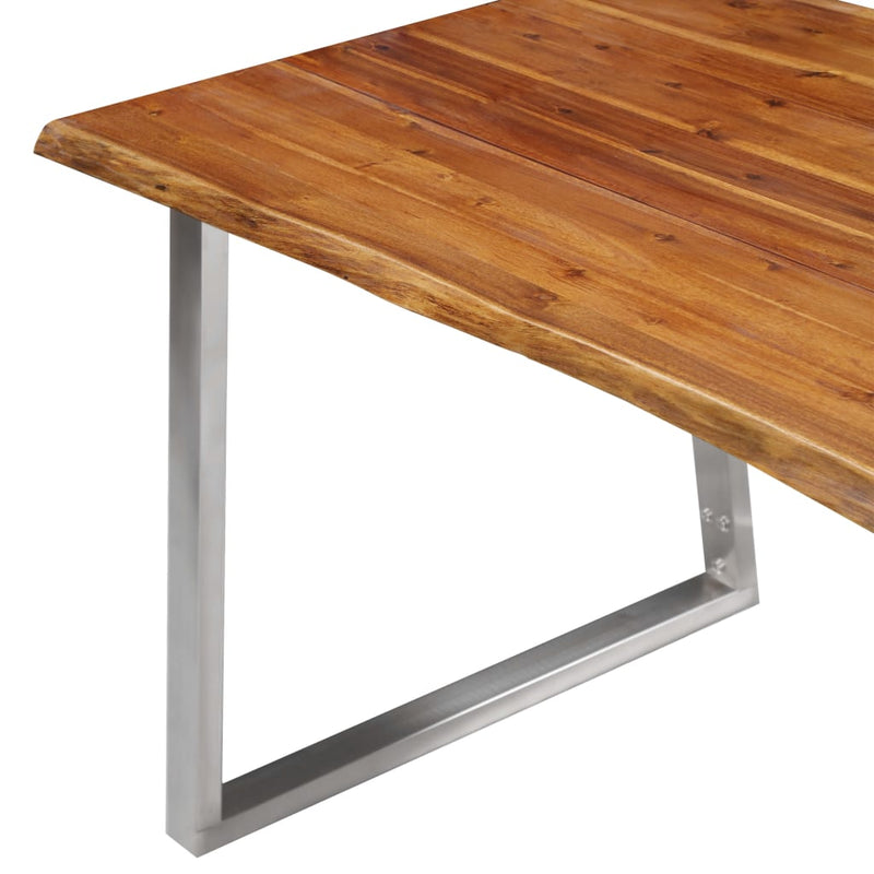 Dining_Table_160x80x75_cm_Solid_Acacia_Wood_and_Stainless_Steel_IMAGE_5_EAN:8719883680989