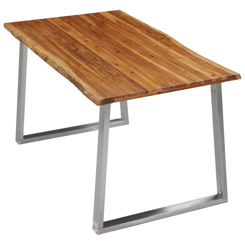 Dining_Table_140x80x75_cm_Solid_Acacia_Wood_and_Stainless_Steel_IMAGE_3_EAN:8719883680996